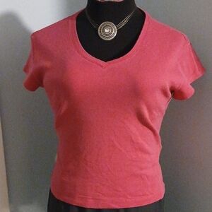 Women's Pink V-Neck Top